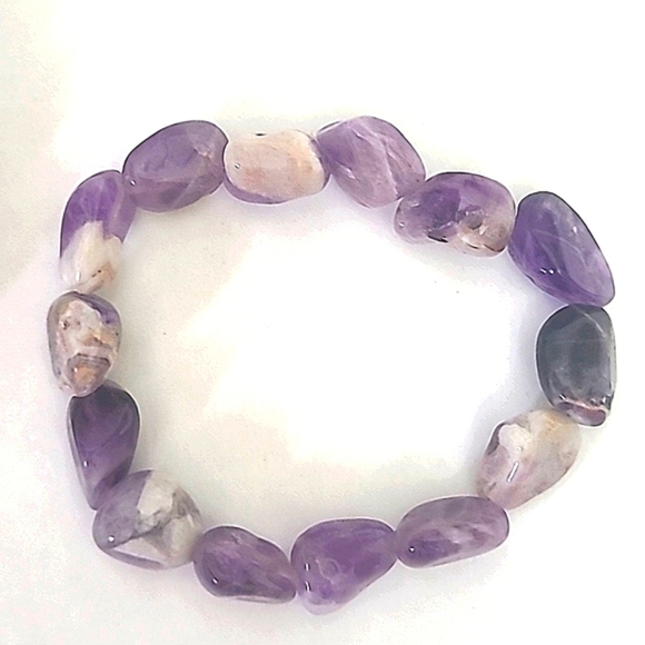 2 Amethyst Nugget Bead Bracelets on stretch cord - Picture 3 of 3
